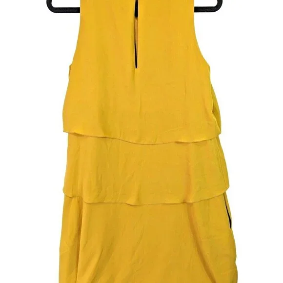Banana Republic Women size 2 Tiered Lined Dress Mustard Sleeveless Pockets - Picture 13 of 13